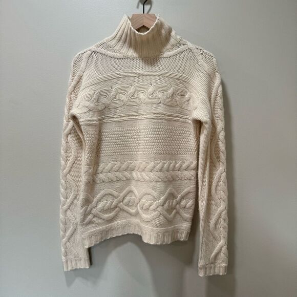 Garnett Hill 100% Cashmere Mockneck Cream Sweater sz M - Picture 1 of 5
